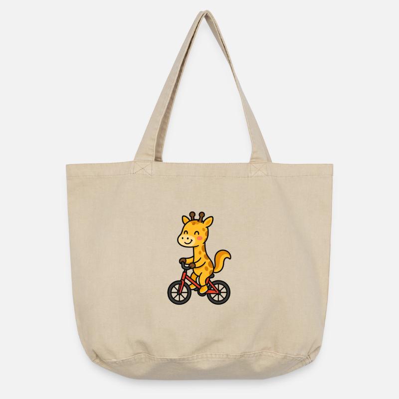 Girafe à vélo - Sac cabas vintage délavé - sable vintage
