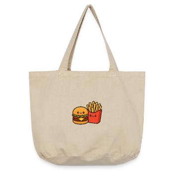 Kawaii Burger & Fries Duo - Sac cabas vintage délavé - sable vintage  - Devant