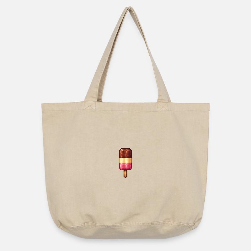 Retro Pixel Eis am Stiel - Vintage-Washed Shopper - Vintage Sand 