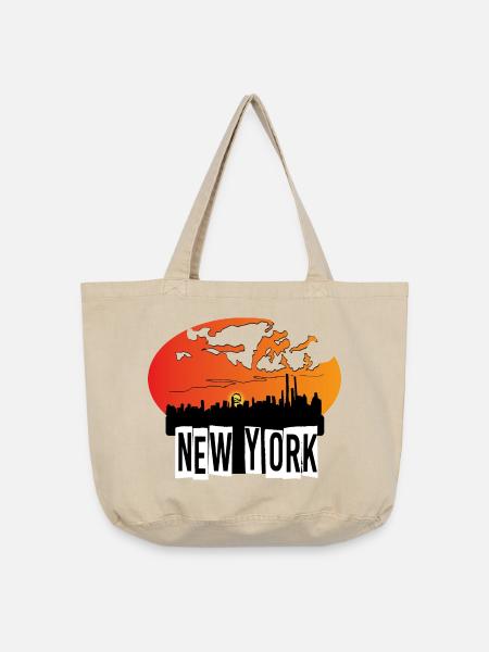 New York Skyline - Vintage-Washed Shopper - Vintage Sand