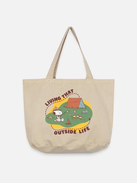 Peanuts Camping Living That Outside Life - Vintage-Washed Shopper - Vintage Sand