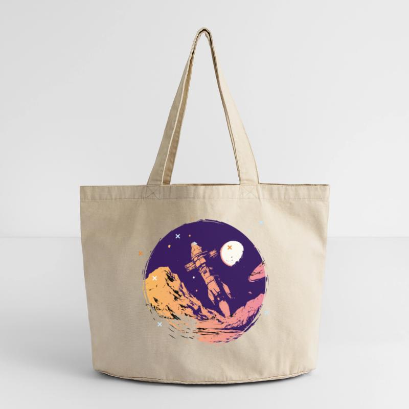 fusée espace école de l’espace début Allez nerd de l’espace Sac cabas vintage délavé