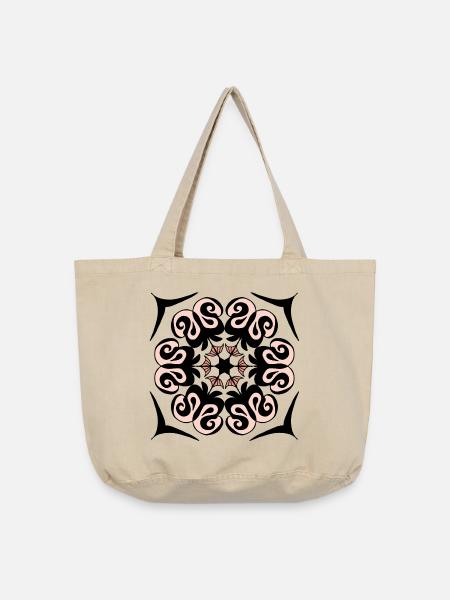 Blütenspirale Rosa Kreisdesign - Vintage-Washed Shopper - Vintage Sand