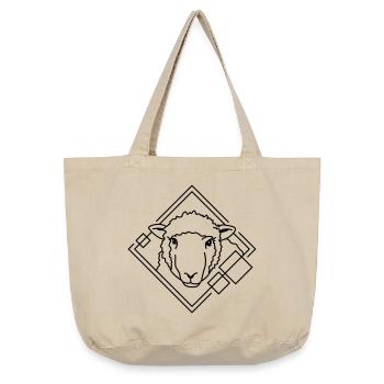 Schaf in geometrischer Form - Line-Art-Design - Vintage-Washed Shopper - Vintage Sand  - Vorne