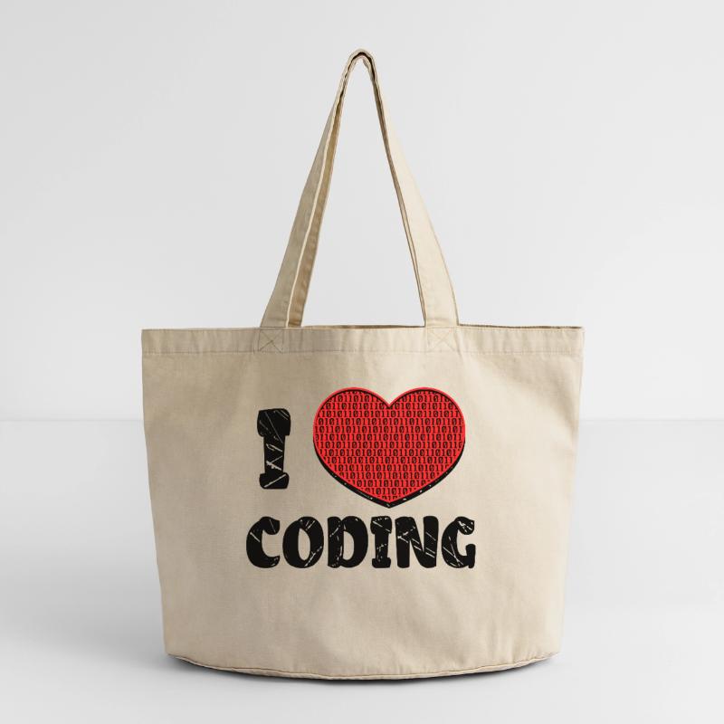 Script de code Debug Heart Statement Sac cabas vintage délavé