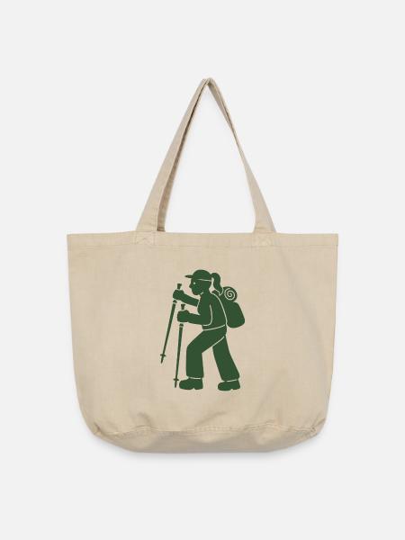 Bergwanderer mit Stöcken - Vintage-Washed Shopper - Vintage Sand