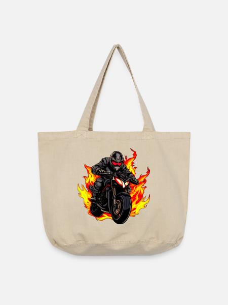 Motorradfahrer mit Flammen - Vintage-Washed Shopper - Vintage Sand 