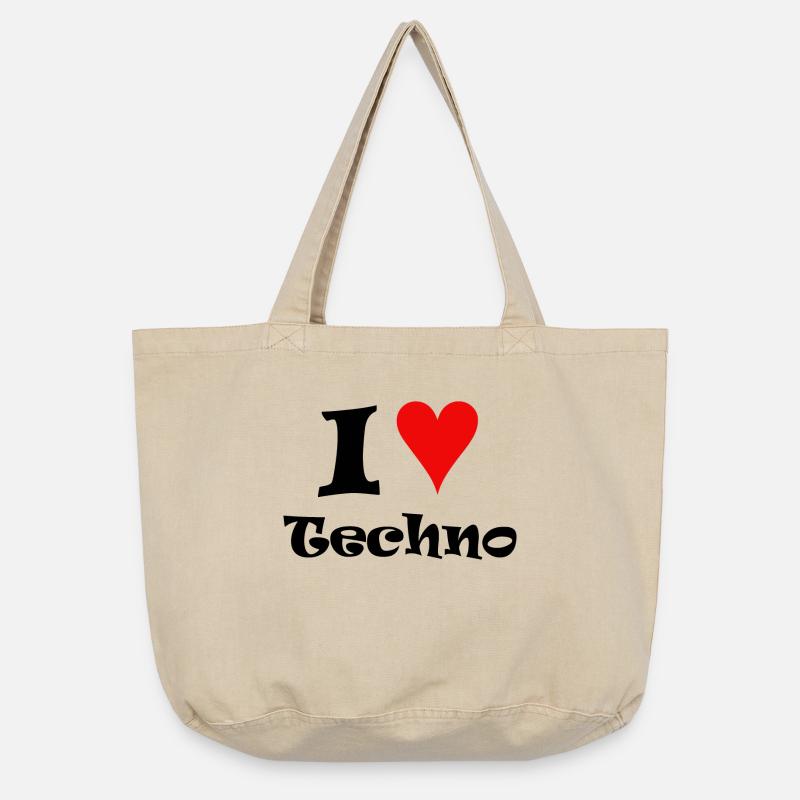 I love techno - Vintage-washed Shopper - vintage sand 