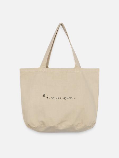 *innen Feminismus Statement Shirt - Vintage-Washed Shopper - Vintage Sand