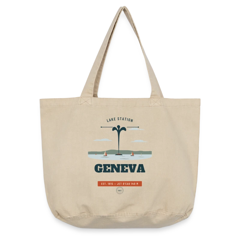 Geneva badge on a vintage-washed shopper