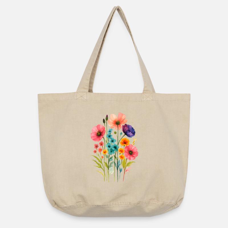 Aquarell Wildblumen Boho  - Vintage-Washed Shopper - Vintage Sand 