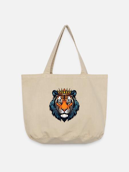 Königlicher Tigerkopf mit Krone - Vintage-Washed Shopper - Vintage Sand