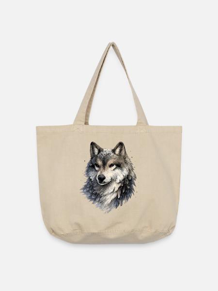 Nebelwolf im Aquarellstil - Vintage-Washed Shopper - Vintage Sand 
