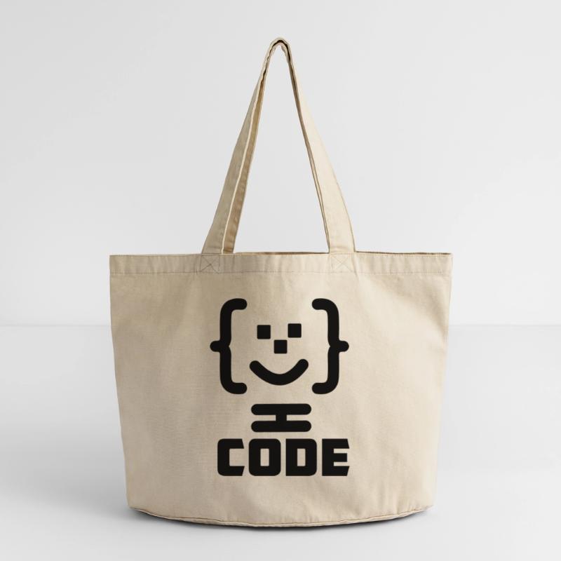 Logo du code du programmeur principal avec texte CODE Sac cabas vintage délavé
