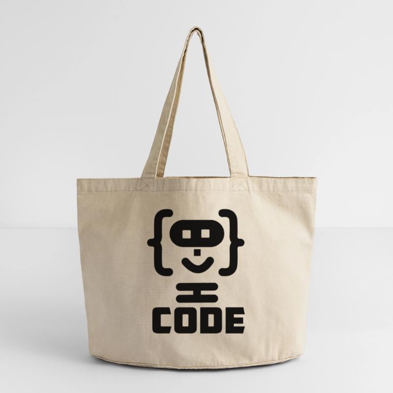 Hacker-Programmierer-Code-Logo mit Text CODE Vintage-Washed Shopper