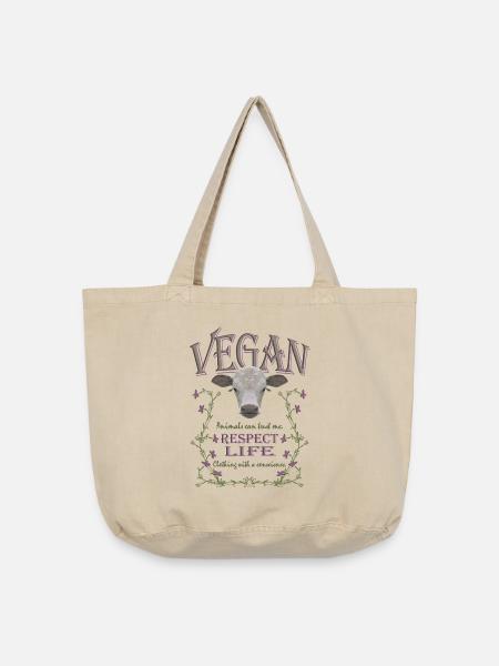 VEGAN - RESPECT LIFE - Vintage-Washed Shopper - Vintage Sand