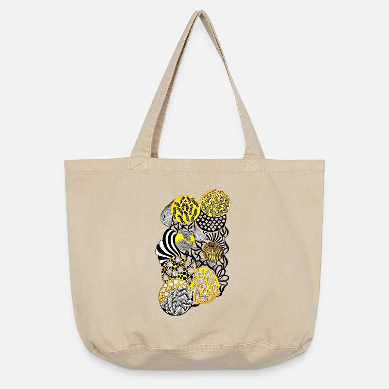 Luminous Circle Patterns Botany - Vintage-washed Shopper - vintage sand 