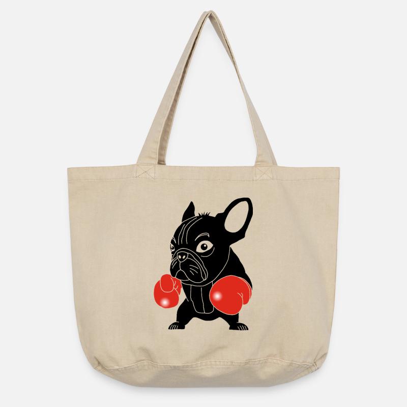 Schwarzer Hundeboxer - Vintage-Washed Shopper - Vintage Sand 
