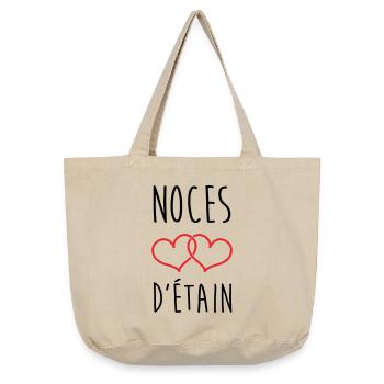 Noces d'Étain 10 ans de mariage - Sac cabas vintage délavé - sable vintage  - Devant