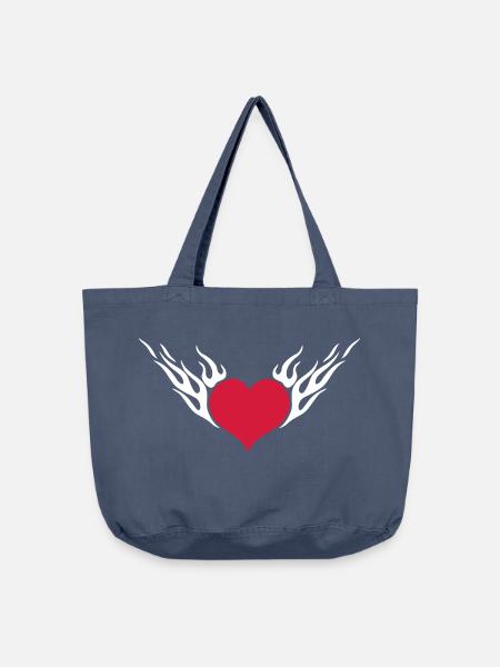 Feuerherz / Fire Heart 2c - Vintage-Washed Shopper - Vintage Denim