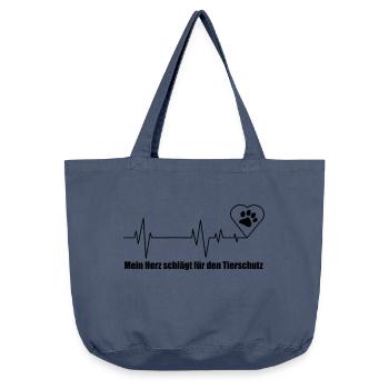 Herz für Tierschutz - Vintage-Washed Shopper - Vintage Denim - Vorne