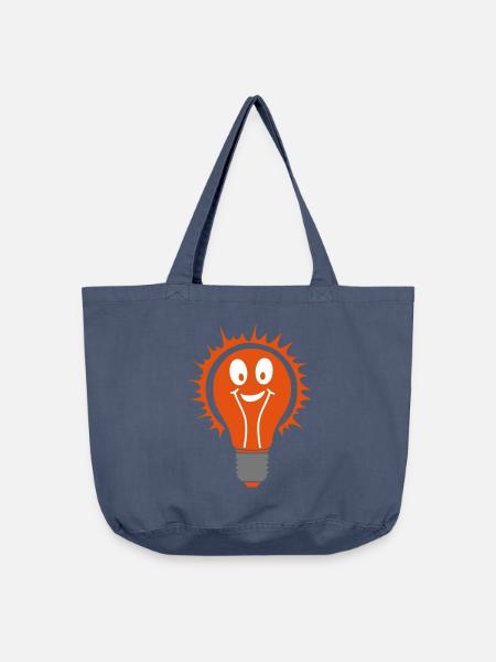 Glühbirne Glühbirne smiley birne - Vintage-Washed Shopper - Vintage Denim