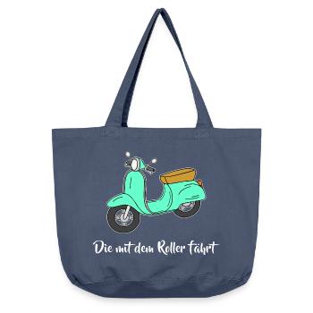 Retro - Die mit dem Roller fährt - Vintage-Washed Shopper - Vintage Denim - Vorne