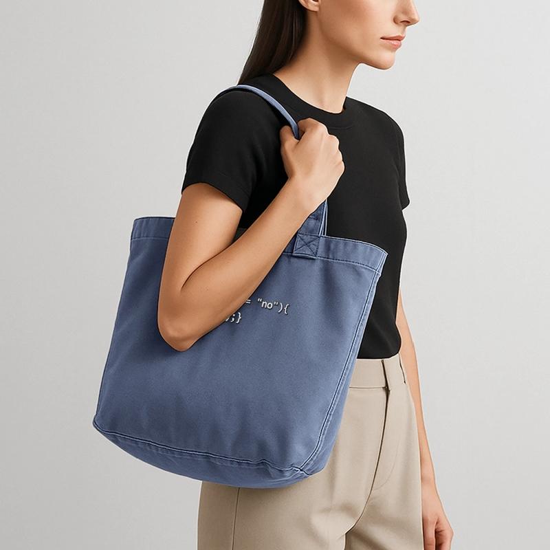 If IF mother father nerd source code programmer Vintage-washed Shopper