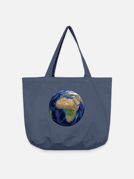 Weltkugel. Geschenkidee - Vintage-Washed Shopper - Vintage Denim