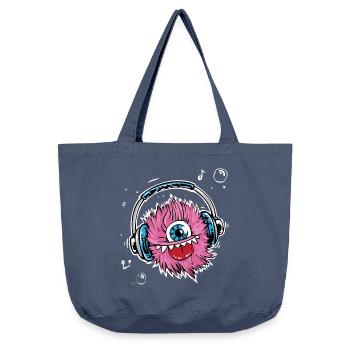 Monster,Kopfhörer,musik,singen - Vintage-Washed Shopper - Vintage Denim - Vorne