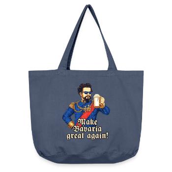 Bavaria great again II - King Ludwig drunk - - Vintage-Washed Shopper - Vintage Denim - Vorne