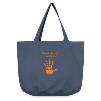 Tierschutz geht uns alle an - Vintage-Washed Shopper - Vintage Denim - Vorne