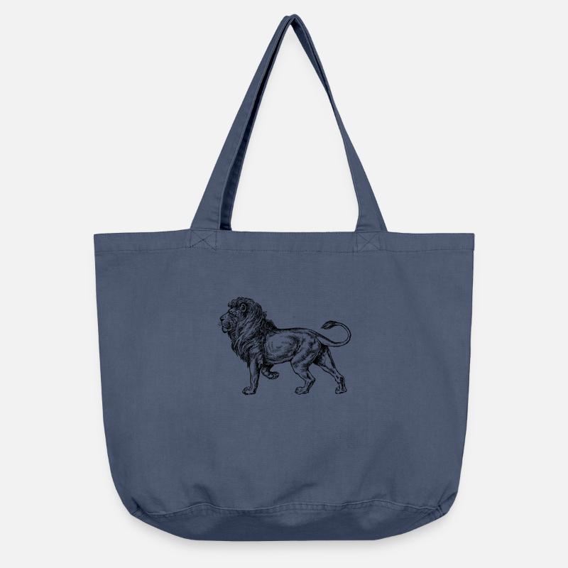 Big noir de lion et withe - Sac cabas vintage délavé - vintage bleu jeans