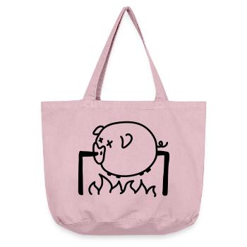 Porc Barbecue - Line - Sac cabas vintage délavé - rose vintage - Devant