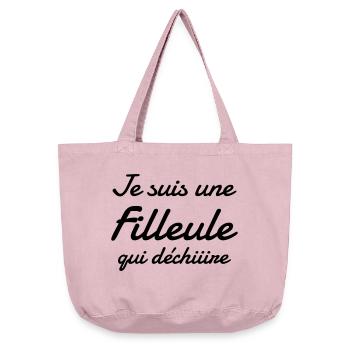 Parrain / Marraine / Filleule / Filleul - Sac cabas vintage délavé - rose vintage - Devant