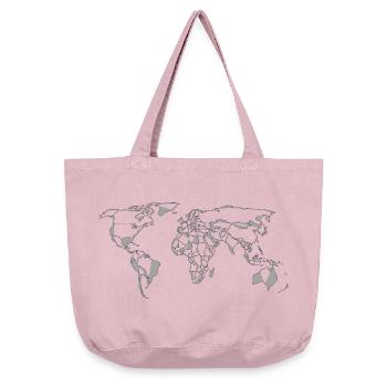 Conception de mosaïque de carte du monde - Sac cabas vintage délavé - rose vintage - Devant