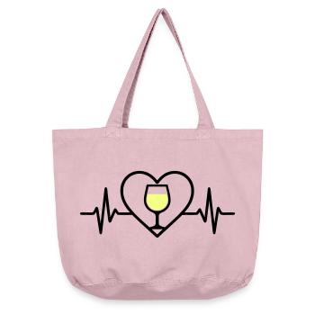 Wein Weinglas Herz Weißwein - Vintage-Washed Shopper - Vintage Rosa - Vorne