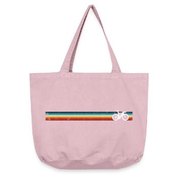 Vélo rétro sur des rayures arc-en-ciel - Sac cabas vintage délavé - rose vintage - Devant