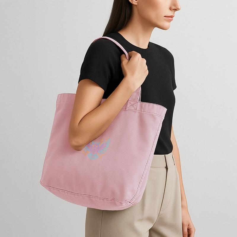 Neon-Eule mit Blitzen Vintage-Washed Shopper