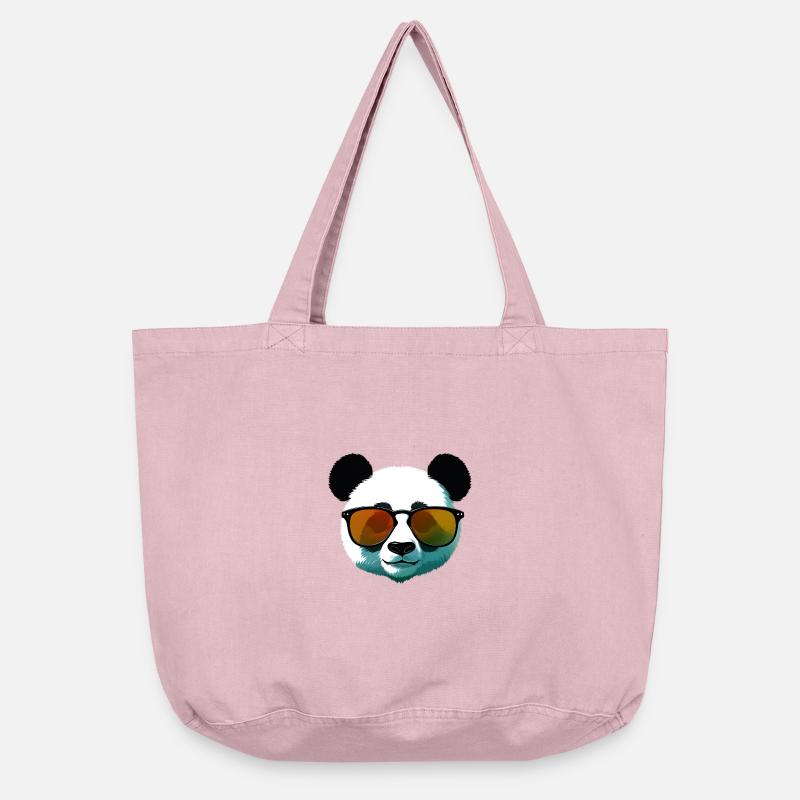 Dégradé de panda avec lunettes de soleil - Sac cabas vintage délavé - rose vintage