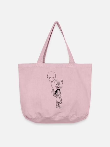 Bär mit Ballon Latzhose - Vintage-Washed Shopper - Vintage Rosa