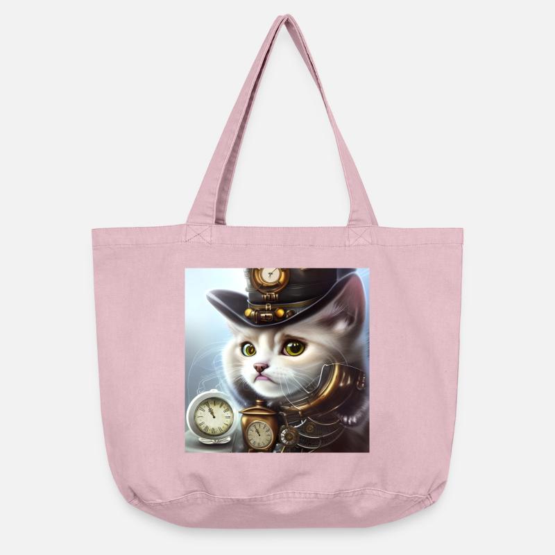 Süßes Steampunk-Kätzchen - Vintage-Washed Shopper - Vintage Rosa