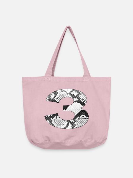 Schlangenleder-Muster Zahl 3 - Vintage-Washed Shopper - Vintage Rosa