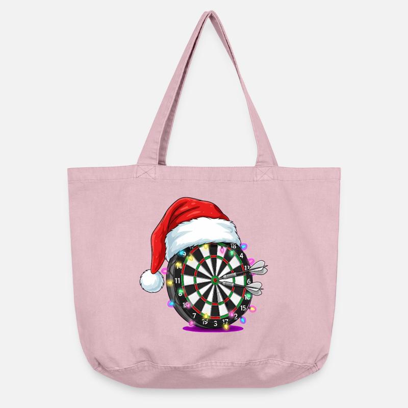 Darts Dartboard with Santa Hat Comic - Vintage-washed Shopper - vintage rose