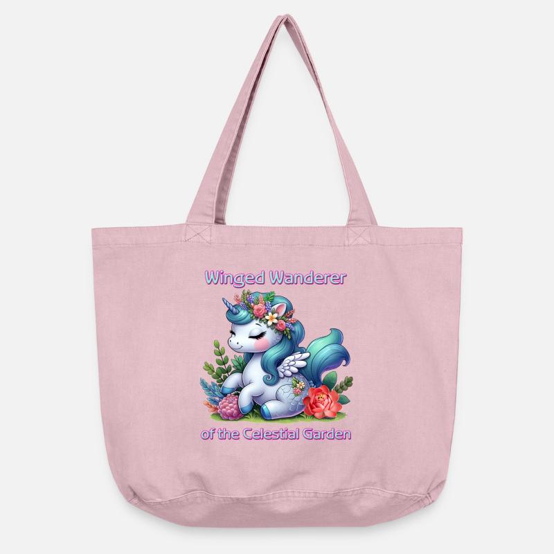 Licorne ailée du jardin céleste - Sac cabas vintage délavé - rose vintage