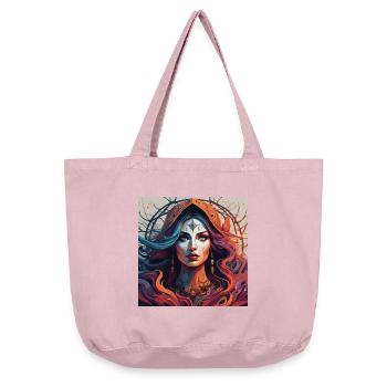 Third Eye magic. Fiery Mystic Portrait - Vintage-washed Shopper - vintage rose - Front