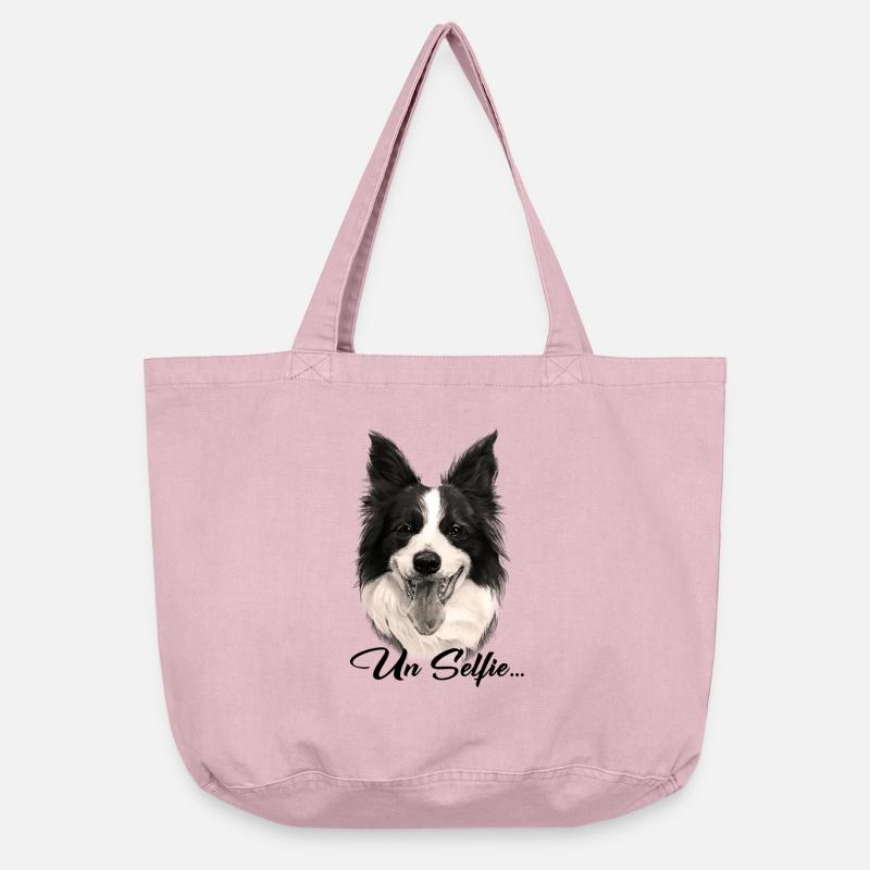 Border Collie chien - Sac cabas vintage délavé - rose vintage