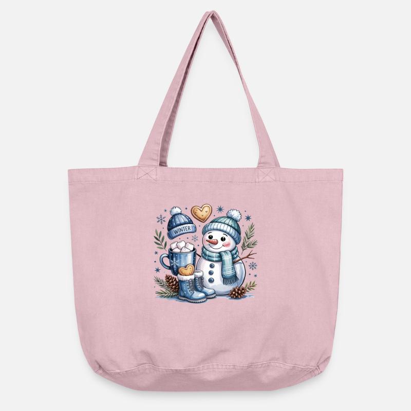 Winter Magic Snowman Cocoa - Vintage-washed Shopper - vintage rose