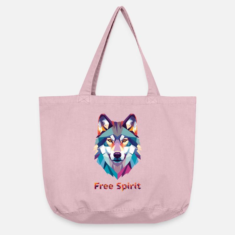 Geomorphic wolf with color explosion - Vintage-washed Shopper - vintage rose