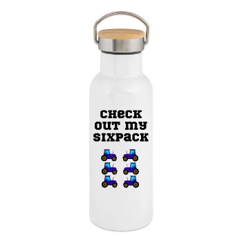 traktor trecker sixpack - Thermosflasche mit Bambusdeckel - Weiß - Rechts